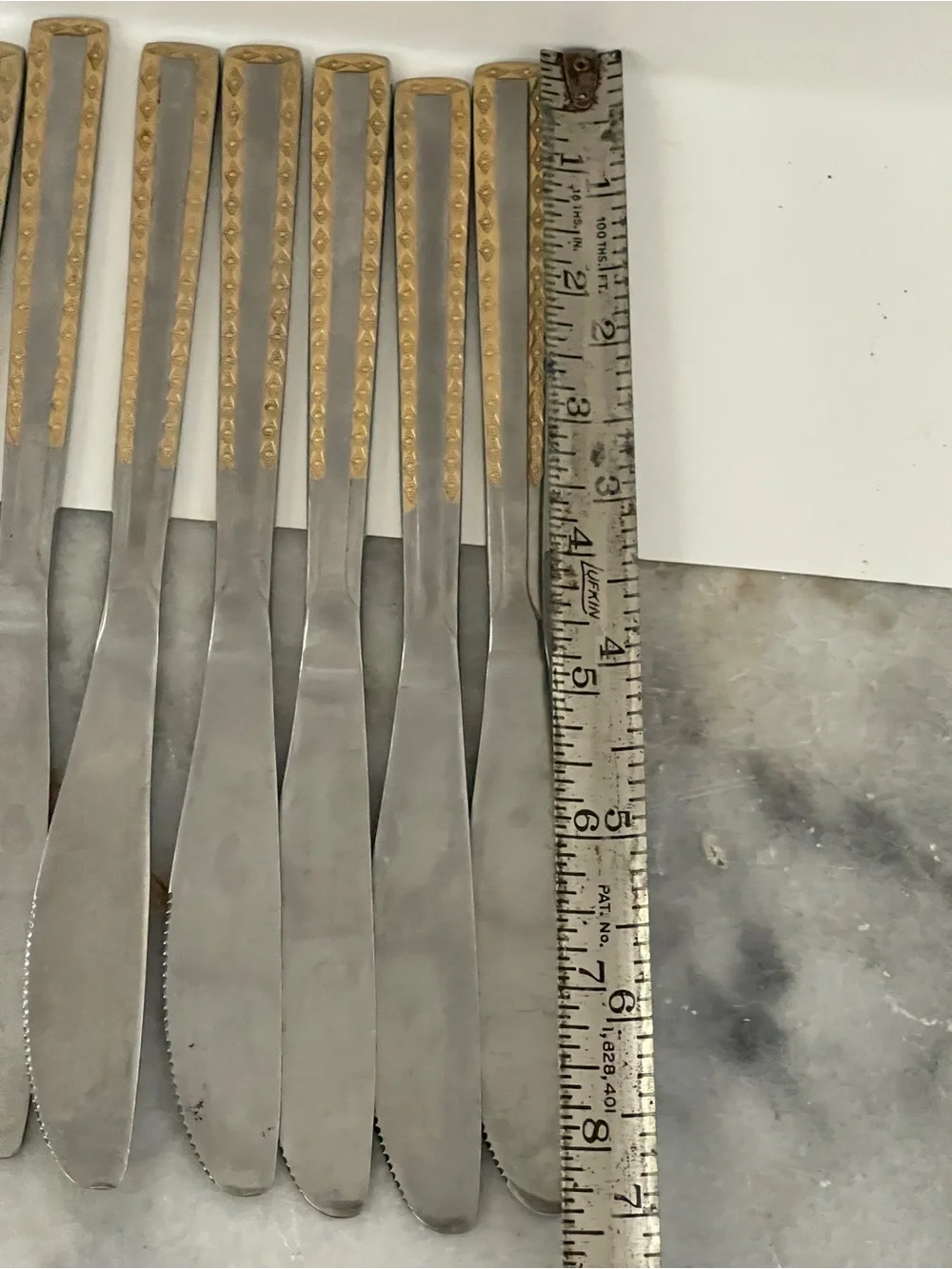 7 SOLIGEN GERMANY 8.5” Stainless & GOLD Accent Flatware Knives Add/Replacement